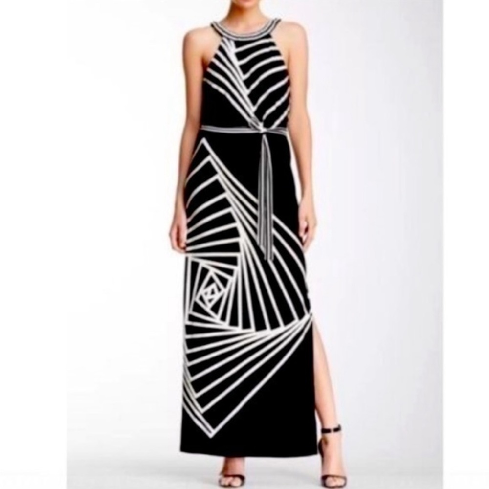 BCBGmaxazria Karsen Side Slit Tie Waist Maxi Dress XS - Picture 1 of 9